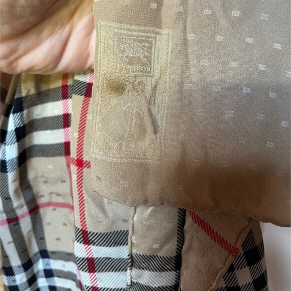 Burberry Silk Damask XL Scarf Nova Check Plaid Long Foulard Made Italy - Picture 7 of 10